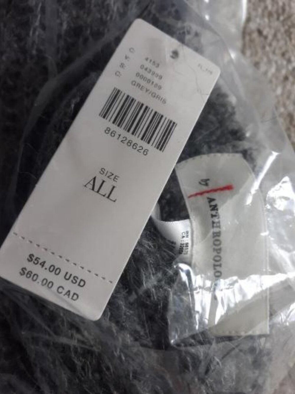 Official Anthropologie SCARF Extreme Grey FRINGE, 1/2 Price Sale, NEW/Sealed
